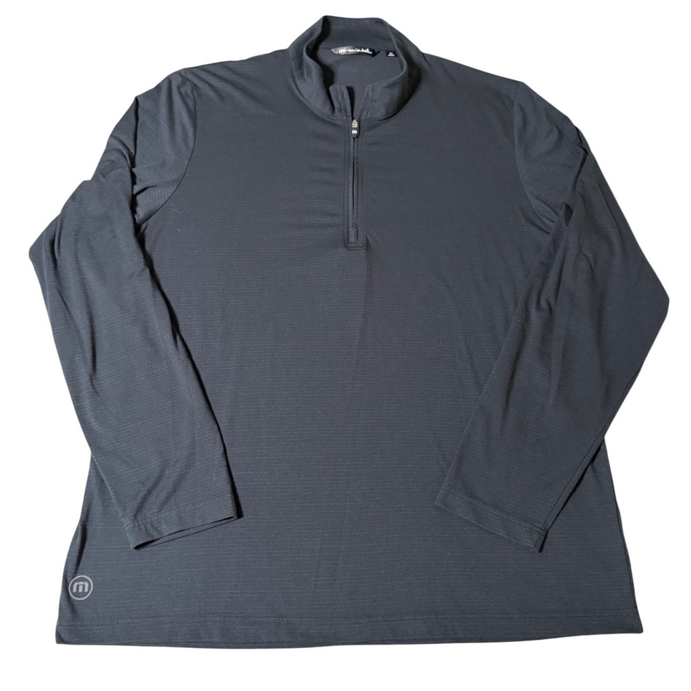 TravisMathew Mens XXL 1/4 Zip Pullover Charcoal Gray Slub Golf Shirt 1MY349 - Picture 1 of 9